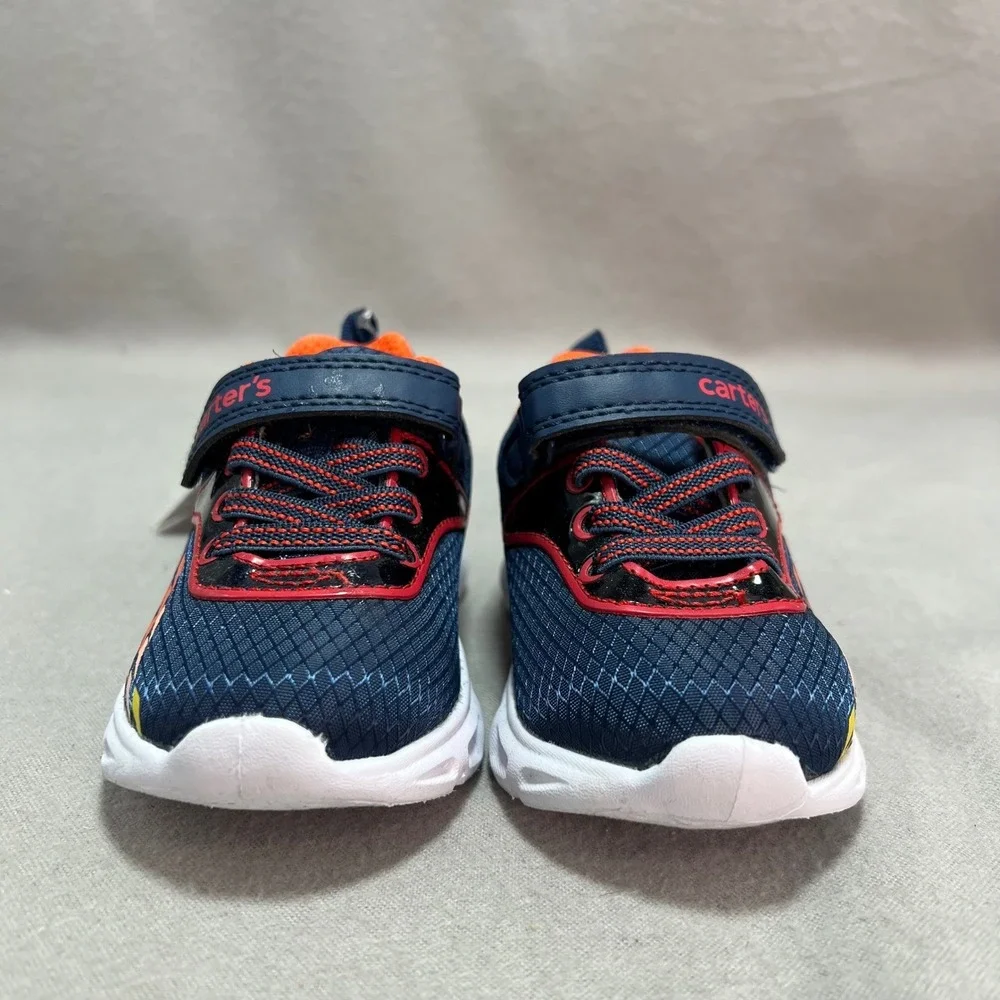 Carter's Atlas Sneakers Light Up Navy Orange Athletic Sporty Colorful Toddler 5M